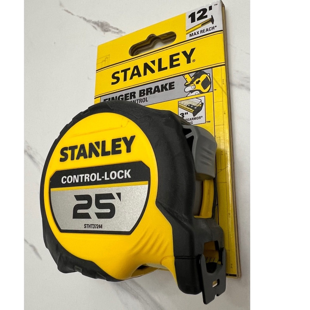Stanley Control-Lock 25ft Tape Measure Finger Brake 12ft Reach STHT37244 Yellow - Picture 5 of 7